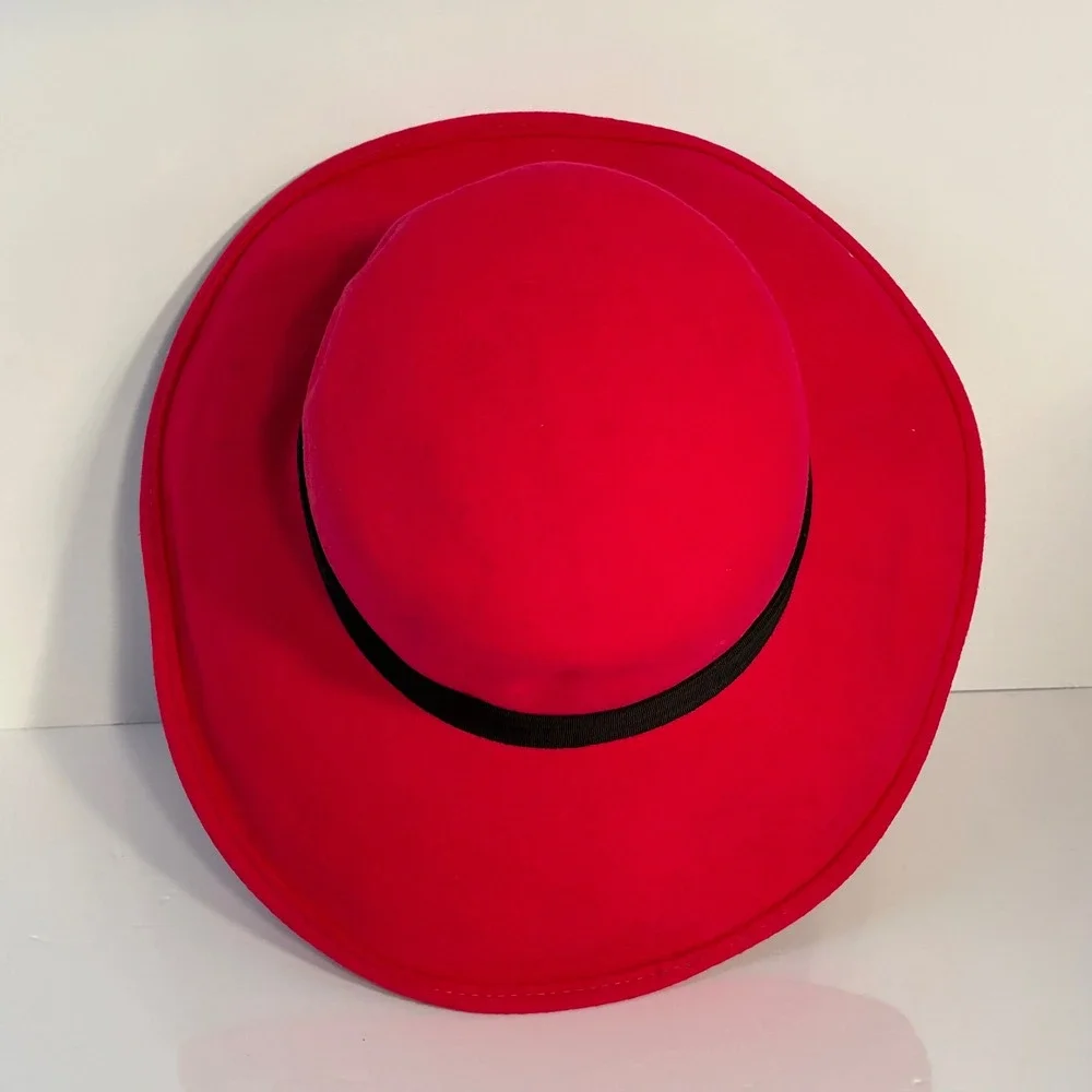 Bollman‎ Hat Company Hot Pink 100% Wool Felt Fedora Hat Wide Brim